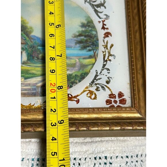 Antique  "God Bless Our Home" Framed Religious Art Blessin Jesus Landscape 1930' - Picture 11 of 12